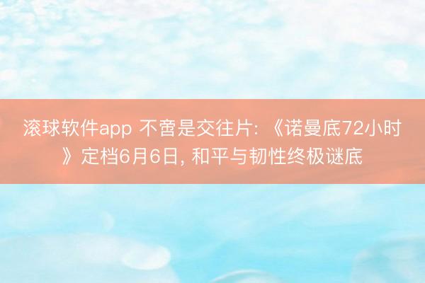滚球软件app 不啻是交往片: 《诺曼底72小时》定档6月6日， 和平与韧性终极谜底
