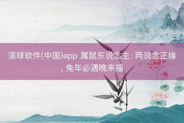 滚球软件(中国)app 属鼠东说念主: 两说念正缘， 兔年必遇晚来福