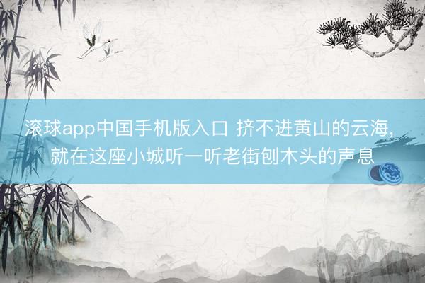 滚球app中国手机版入口 挤不进黄山的云海， 就在这座小城听一听老街刨木头的声息
