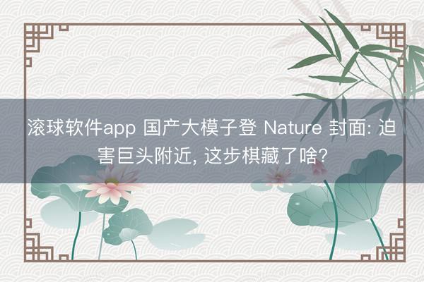滚球软件app 国产大模子登 Nature 封面: 迫害巨头附近， 这步棋藏了啥?
