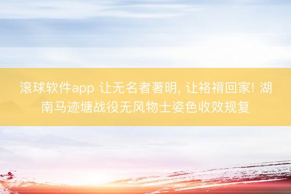 滚球软件app 让无名者著明， 让袼褙回家! 湖南马迹塘战役无风物士姿色收效规复