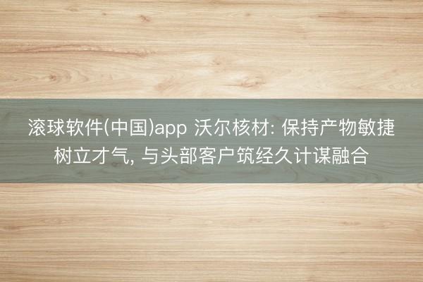 滚球软件(中国)app 沃尔核材: 保持产物敏捷树立才气， 与头部客户筑经久计谋融合