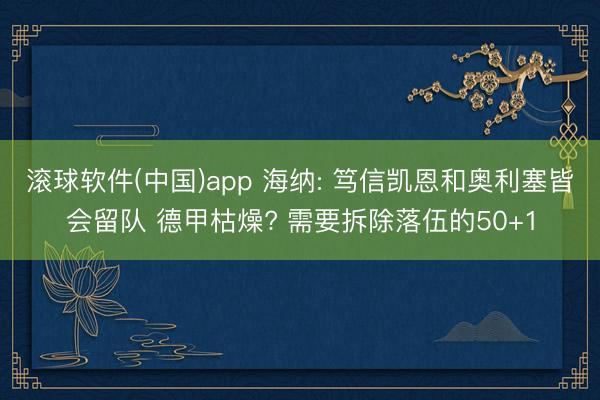 滚球软件(中国)app 海纳: 笃信凯恩和奥利塞皆会留队 德甲枯燥? 需要拆除落伍的50+1