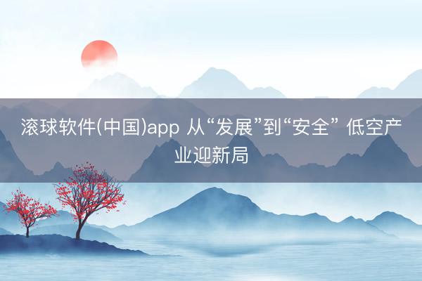 滚球软件(中国)app 从“发展”到“安全” 低空产业迎新局