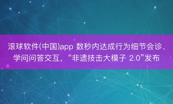 滚球软件(中国)app 数秒内达成行为细节会诊、学问问答交互,“非遗技击大模子 2.0”发布