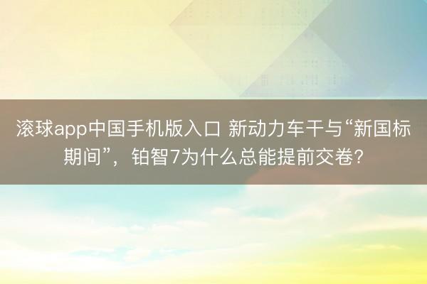 滚球app中国手机版入口 新动力车干与“新国标期间”,铂智7为什么总能提前交卷?