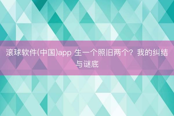 滚球软件(中国)app 生一个照旧两个?我的纠结与谜底