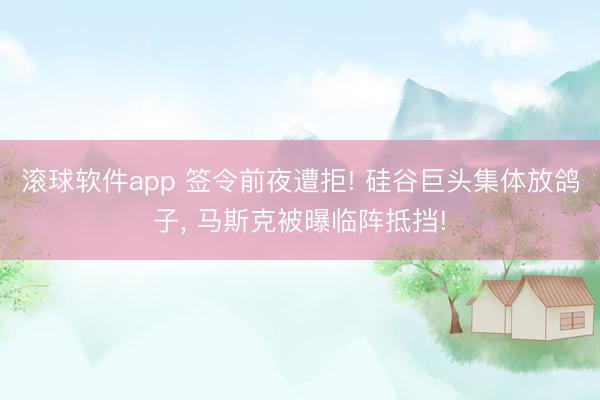 滚球软件app 签令前夜遭拒! 硅谷巨头集体放鸽子， 马斯克被曝临阵抵挡!