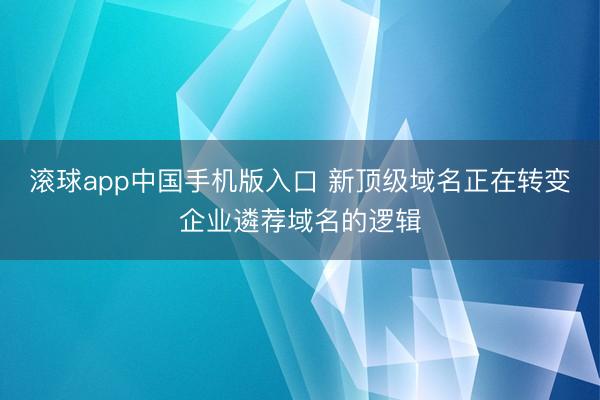 滚球app中国手机版入口 新顶级域名正在转变企业遴荐域名的逻辑