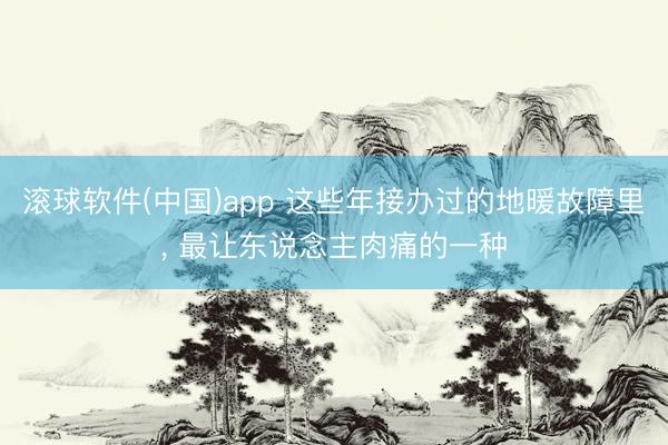 滚球软件(中国)app 这些年接办过的地暖故障里， 最让东说念主肉痛的一种