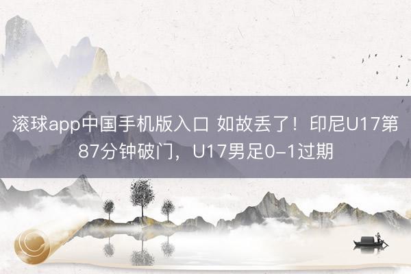 滚球app中国手机版入口 如故丢了！印尼U17第87分钟破门，U17男足0-1过期
