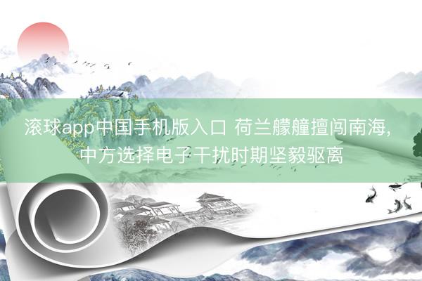 滚球app中国手机版入口 荷兰艨艟擅闯南海， 中方选择电子干扰时期坚毅驱离