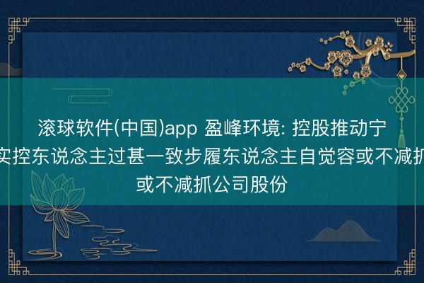 滚球软件(中国)app 盈峰环境: 控股推动宁波盈峰、实控东说念主过甚一致步履东说念主自觉容或不减抓公司股份